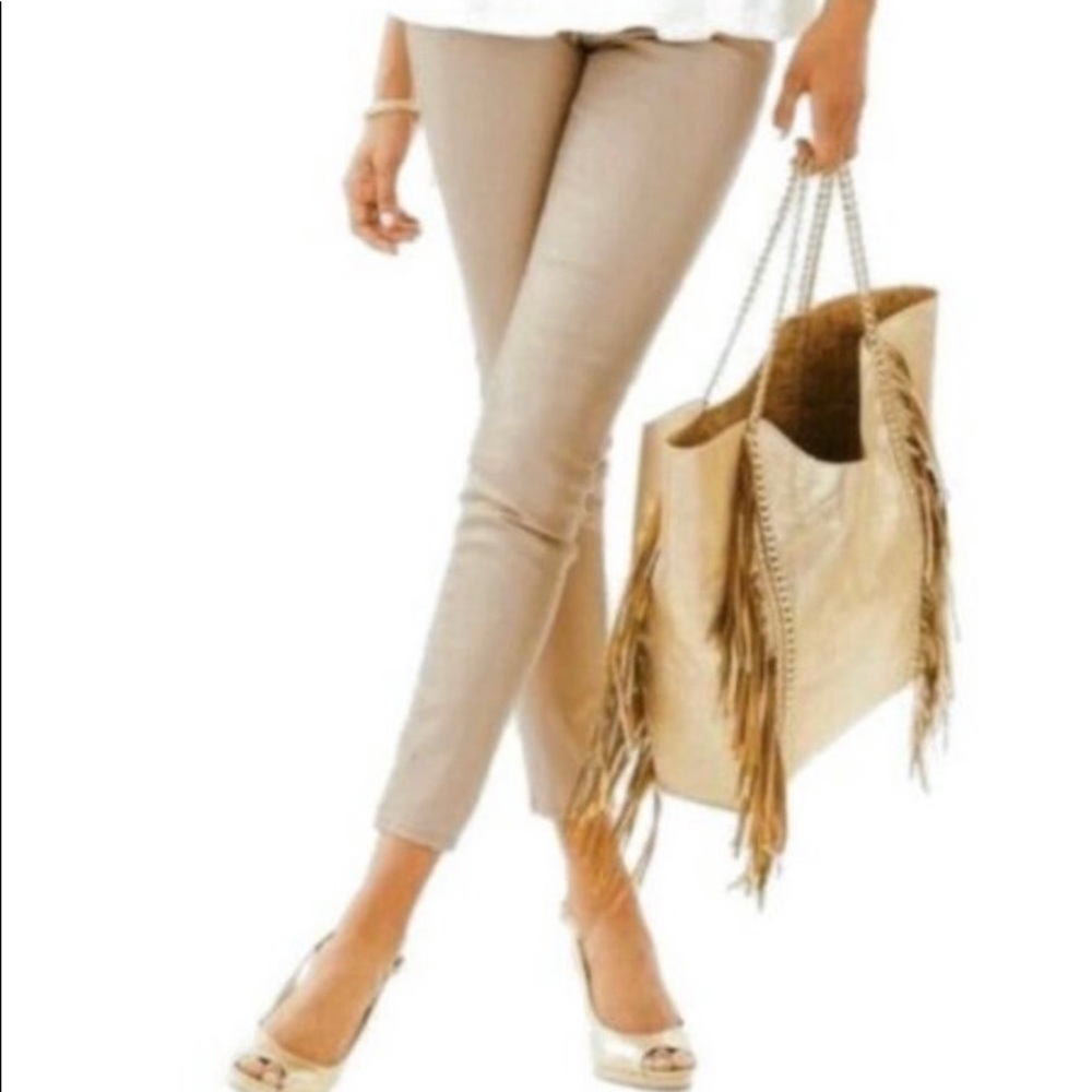 Lilly Pulitzer US 0 Shimmer Rose Gold Skinny Jeans